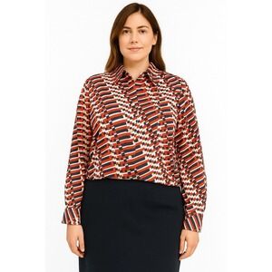 Jones New York Shirt Womens Medium Long Roll Tab Sleeve Top Work Office Blouse‎